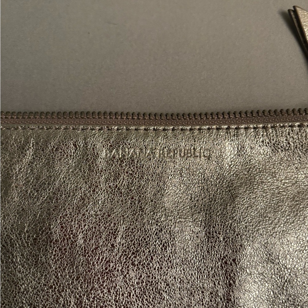 Banana Republic silver metallic clutch
